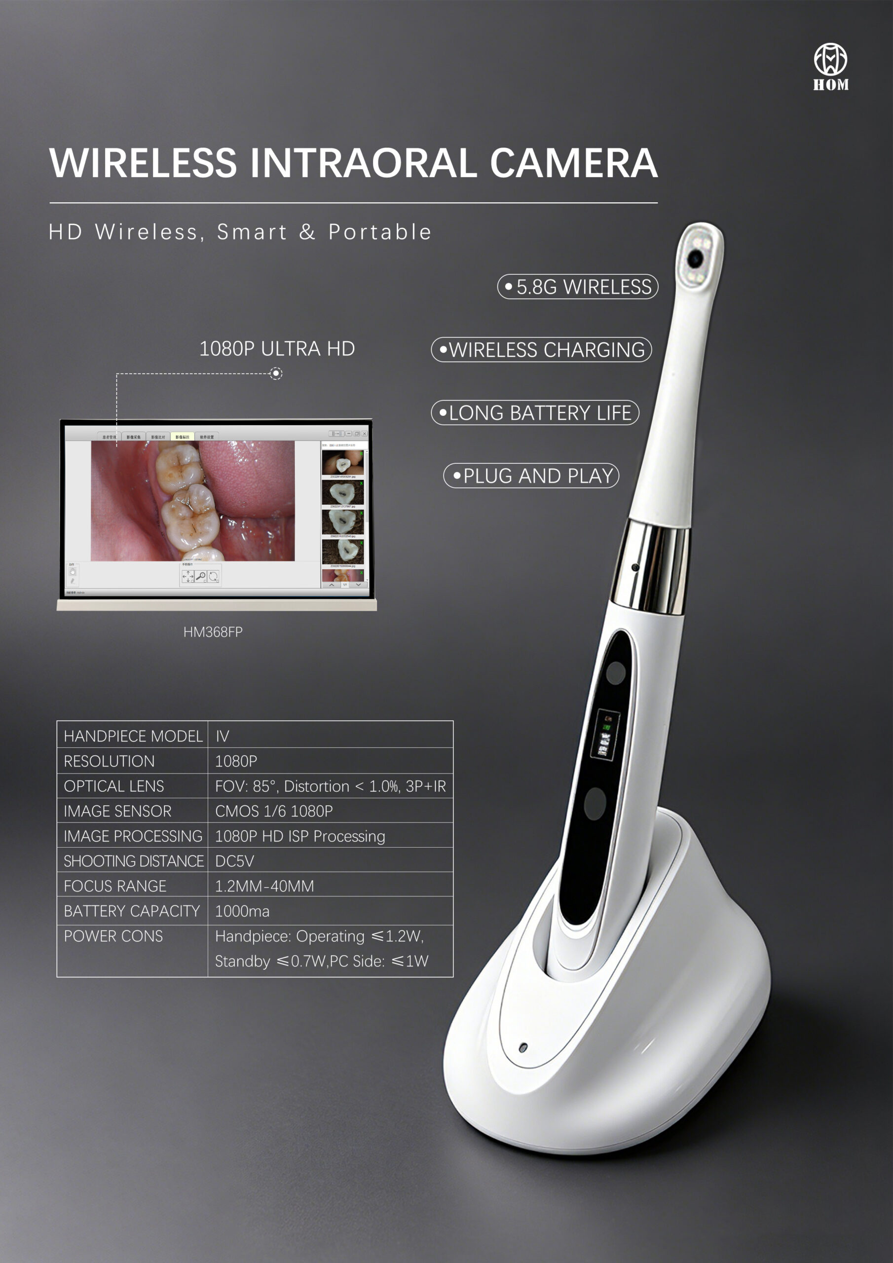 HOM HP1080P Wireless Intraoral Camera parameter